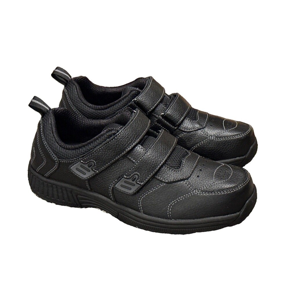 OrthoFeet Alamo 653 2-Strap Sneakers Size 10 2E Wide Shoes Black NEW